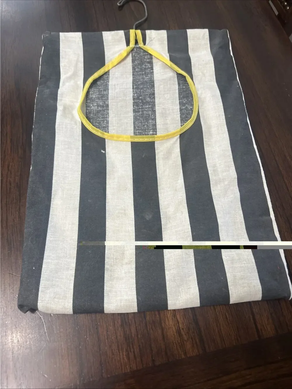 Vintage Black White Striped Clothespin Bag Hanging Laundry Organizer Tote